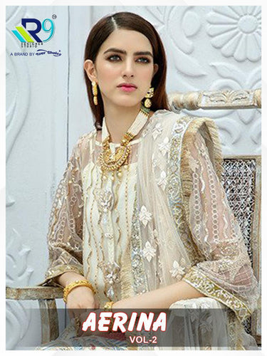 White Heavy Net Indian women's salwar kameez with dupatta ready to wear