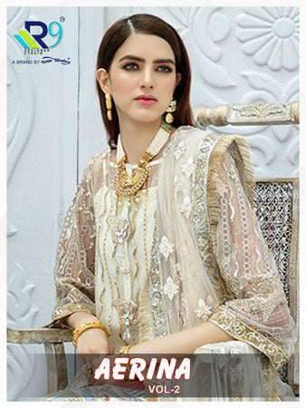 White Heavy Net Indian women's salwar kameez with dupatta ready to wear