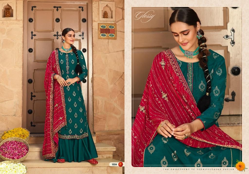 Green Viscose Dola jacquard Indian women's salwar kameez with dupatta ready to wear