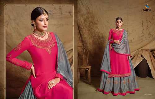 Multi Color Satin Georgette Indian women's salwar kameez with dupatta ready to wear