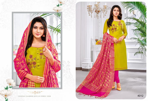 Multi Color Modal Silk Indian women's salwar kameez with dupatta ready to wear