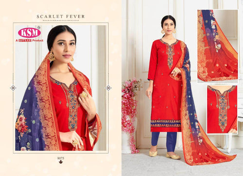 Red Pure Jam Dyed Indian women's salwar kameez with dupatta ready to wear