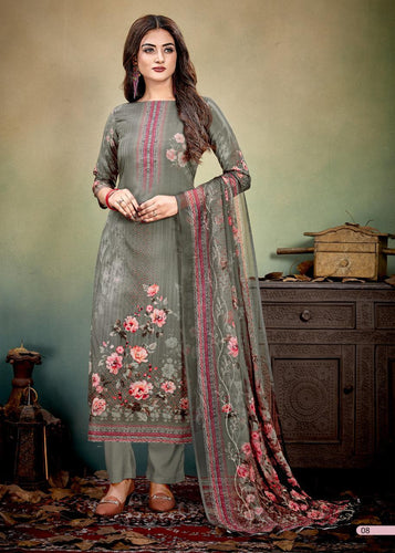 Multi Color Heavy Silk Crape Indian women's salwar kameez with dupatta ready to wear