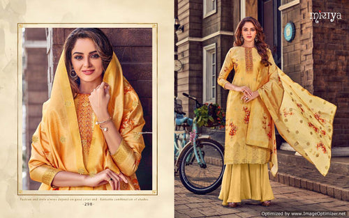 Gold Banarasi Jacquard Indian women's salwar kameez with dupatta ready to wear