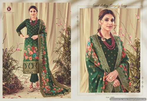 Green Banarasi Jacquard Indian women's salwar kameez with dupatta ready to wear