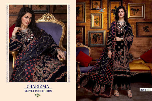 Black Pure Velvet Indian women's salwar kameez with dupatta ready to wear