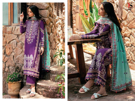 Purple Pure Cambric Cotton Indian women's salwar kameez with dupatta ready to wear