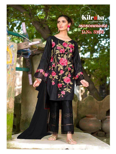Black Pure Cotton Cambric Indian women's salwar kameez with dupatta ready to wear