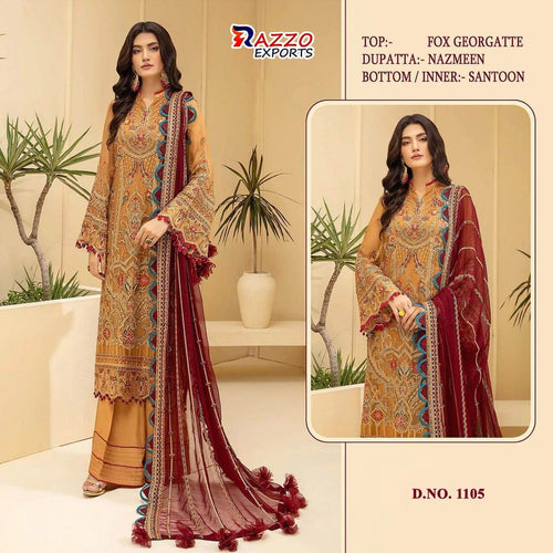 Multi Color Fox Georgette Indian women's salwar kameez with dupatta ready to wear