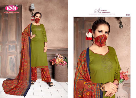 Green Pure Rayon Slub Indian women's salwar kameez with dupatta ready to wear