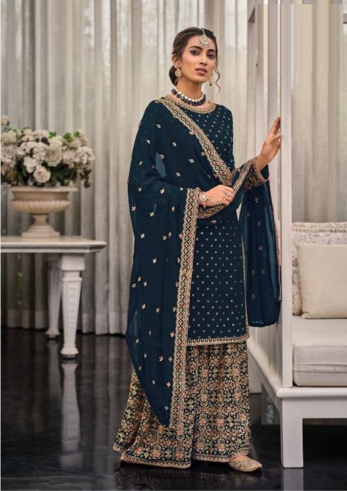 Black Georgette Indian women's salwar kameez with dupatta ready to wear