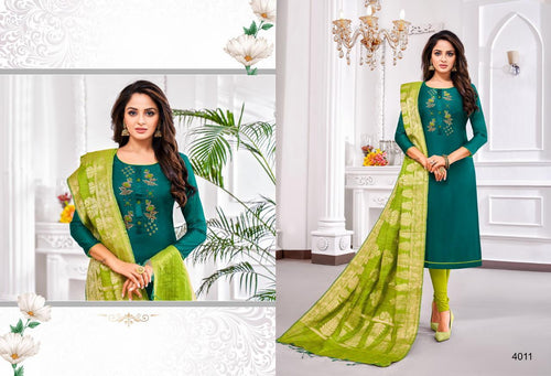 Green Modal Silk Indian women's salwar kameez with dupatta ready to wear