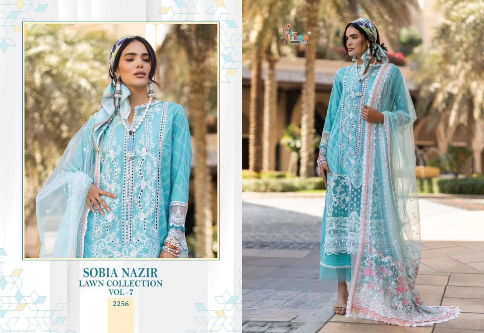 Aqua Pure Cotton Indian women's salwar kameez with dupatta ready to wear