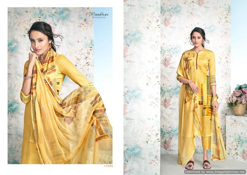 Gold Pure Jam Cotton Indian women's salwar kameez with dupatta ready to wear