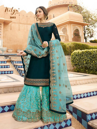 Multi Color Satin Georgette Indian women's salwar kameez with dupatta ready to wear