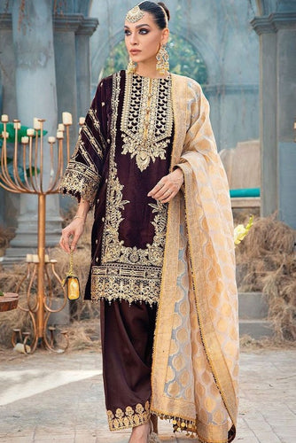 Purple Velvet Indian women's salwar kameez with dupatta ready to wear