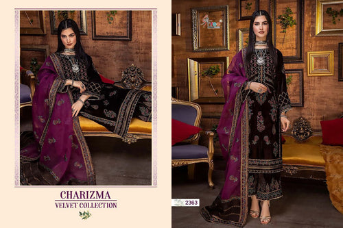 Black Pure Velvet Indian women's salwar kameez with dupatta ready to wear