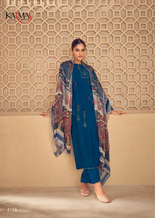 Blue Crepe Indian women's salwar kameez with dupatta ready to wear