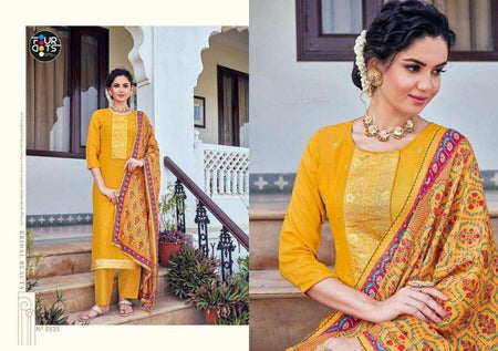 Gold Muslin Indian women's salwar kameez with dupatta ready to wear