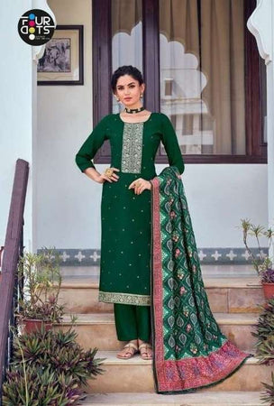 Green Muslin Indian women's salwar kameez with dupatta ready to wear