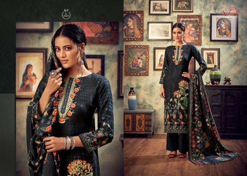 Black Muslin Indian women's salwar kameez with dupatta ready to wear