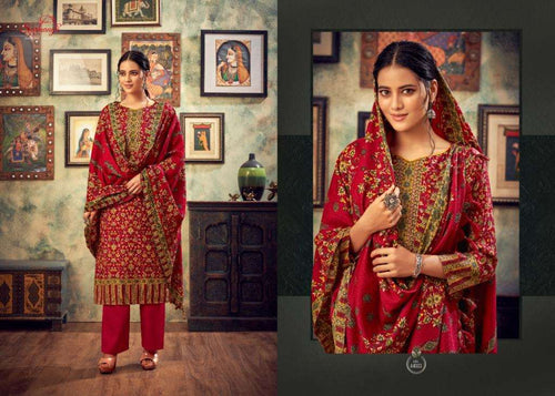 Red Muslin Indian women's salwar kameez with dupatta ready to wear