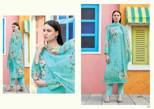 Aqua Cotton Indian women's salwar kameez with dupatta ready to wear