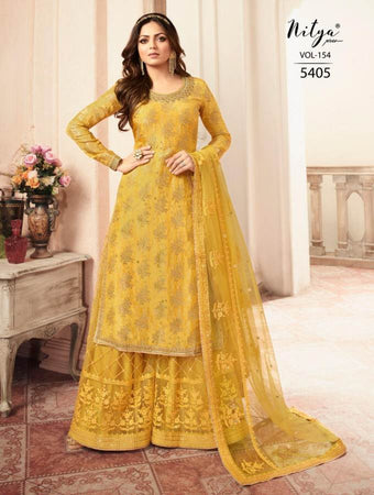 Gold Dola Jacquard Indian women's salwar kameez with dupatta ready to wear