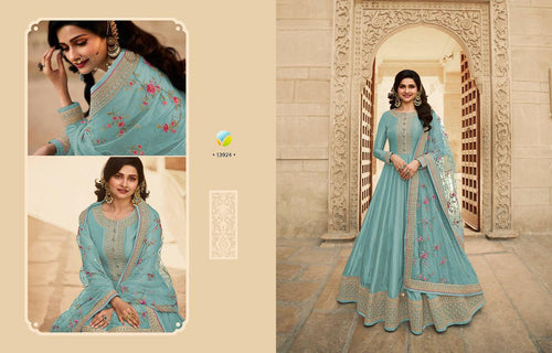 Multi Color Dola Silk Indian women's salwar kameez with dupatta ready to wear