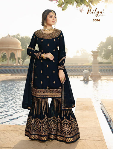 Black Satin Georgette Indian women's salwar kameez with dupatta ready to wear