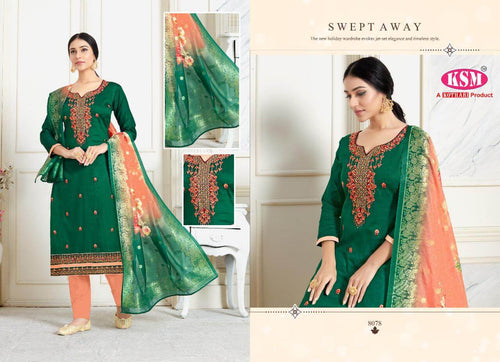Green Pure Jam Dyed Indian women's salwar kameez with dupatta ready to wear