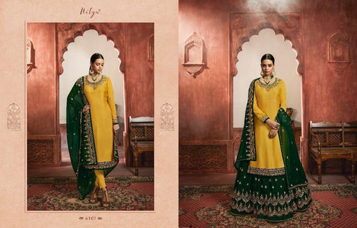 Gold Georgette Indian women's salwar kameez with dupatta ready to wear