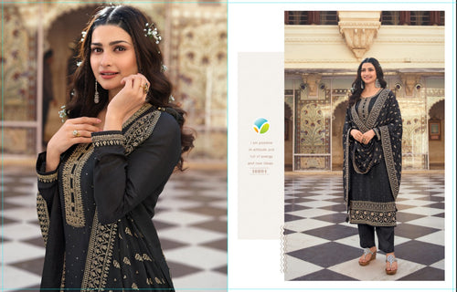Black Fancy Fabric Indian women's salwar kameez with dupatta ready to wear