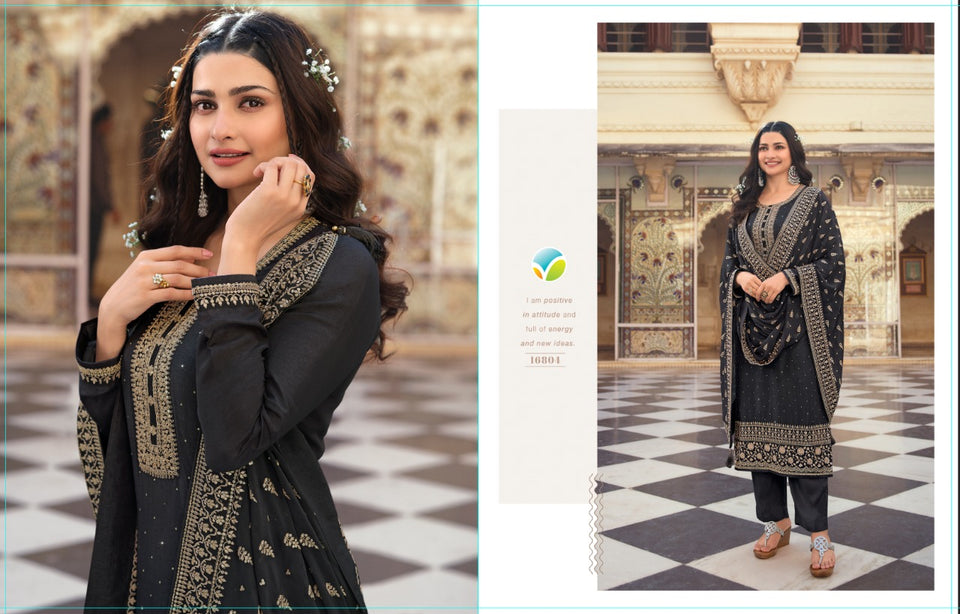 Black Fancy Fabric Indian women's salwar kameez with dupatta ready to wear
