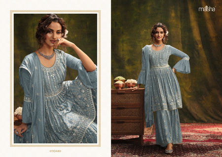 Multi Color Chinon Slub Indian women's salwar kameez with dupatta ready to wear