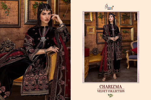 Black Pure Velvet Indian women's salwar kameez with dupatta ready to wear
