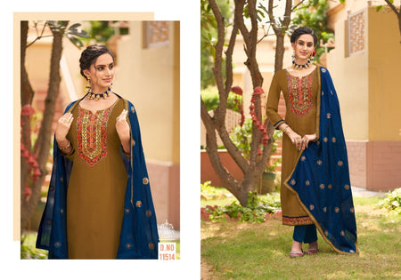 Multi Color Hevy Parampara Silk Indian women's salwar kameez with dupatta ready to wear