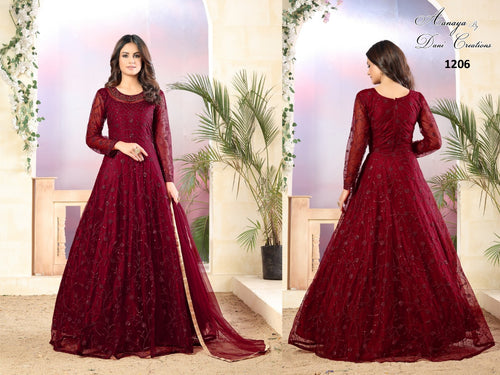 Multi Color Net Indian women's salwar kameez with dupatta ready to wear