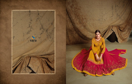 Gold Satin Georgette Indian women's salwar kameez with dupatta ready to wear