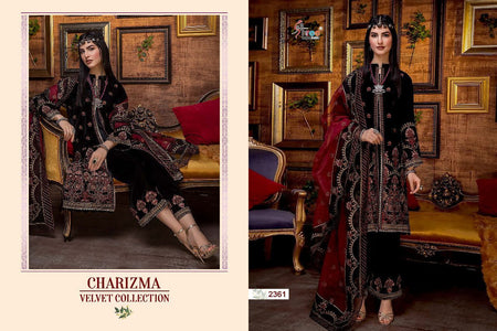 Black Pure Velvet Indian women's salwar kameez with dupatta ready to wear