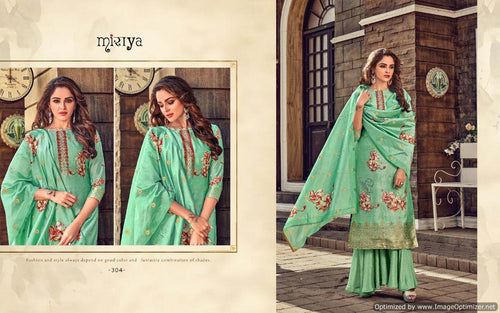Multi Color Banarasi Jacquard Indian women's salwar kameez with dupatta ready to wear