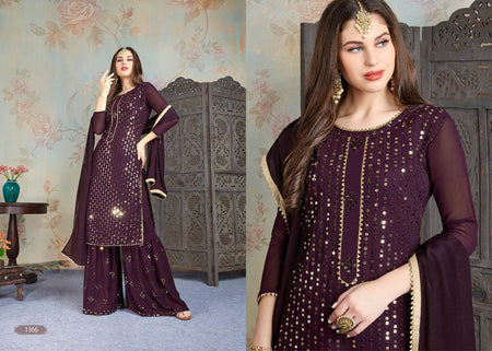 Purple Heavy Georgette Indian women's salwar kameez with dupatta ready to wear