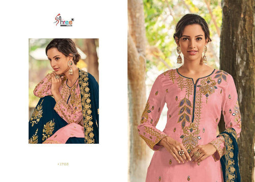 Pink Pure Viscose Opada Silk Indian women's salwar kameez with dupatta ready to wear