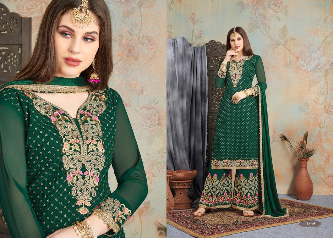 Green Heavy Georgette Indian women's salwar kameez with dupatta ready to wear