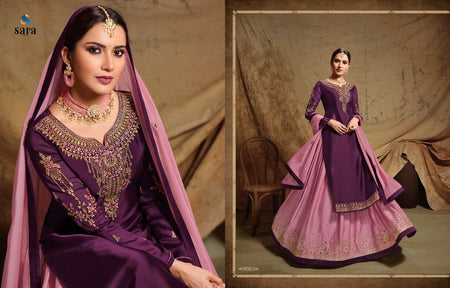 Purple Satin Georgette Indian women's salwar kameez with dupatta ready to wear