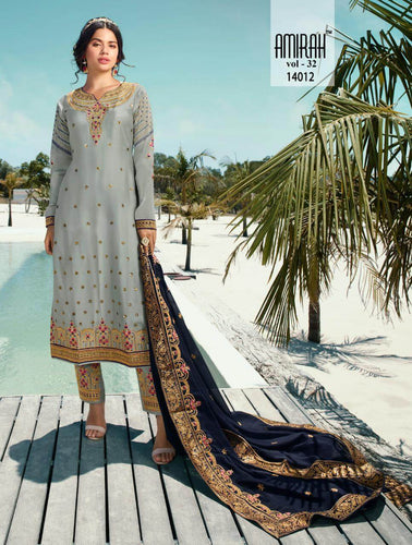 Multi Color Satin Georgette Indian women's salwar kameez with dupatta ready to wear