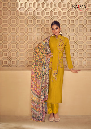 Gold Crepe Indian women's salwar kameez with dupatta ready to wear