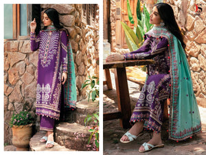 Purple Pure Cambric Cotton Indian women's salwar kameez with dupatta ready to wear