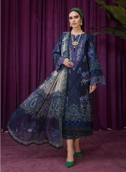 Blue Pashmina Indian women's salwar kameez with dupatta ready to wear