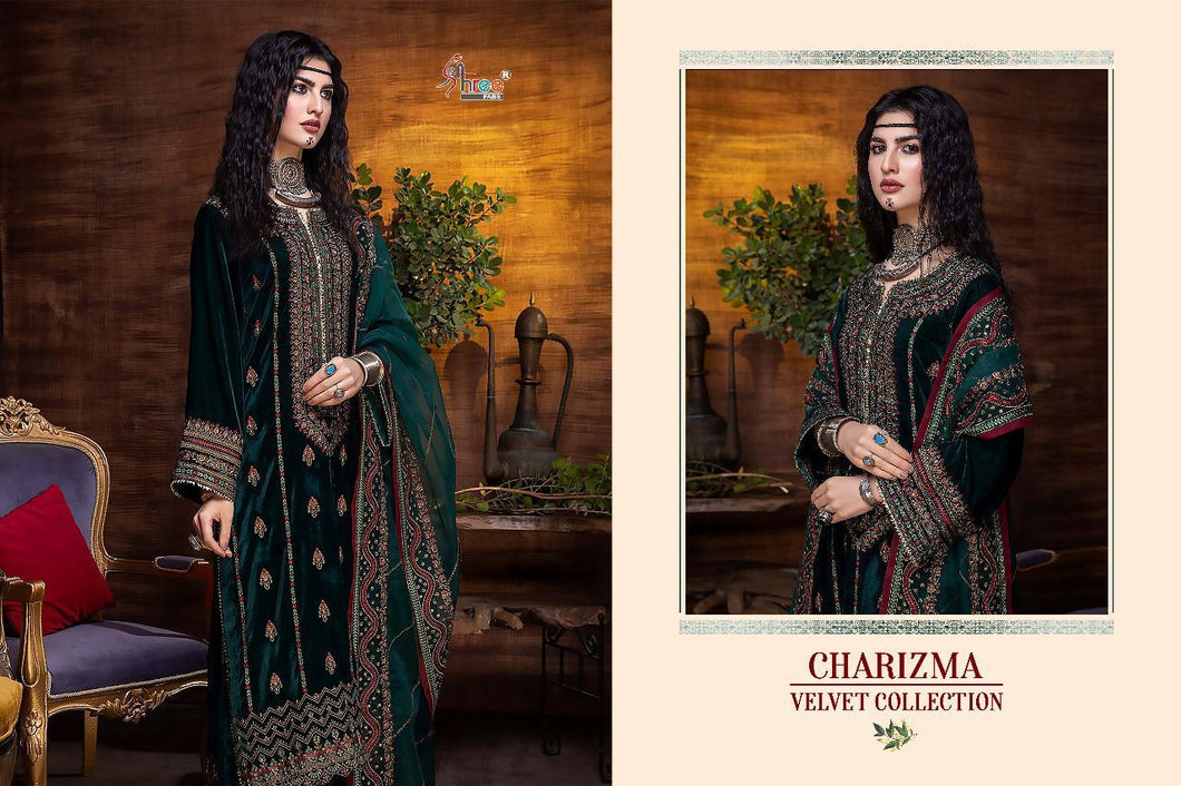 Green Pure Velvet Indian women's salwar kameez with dupatta ready to wear